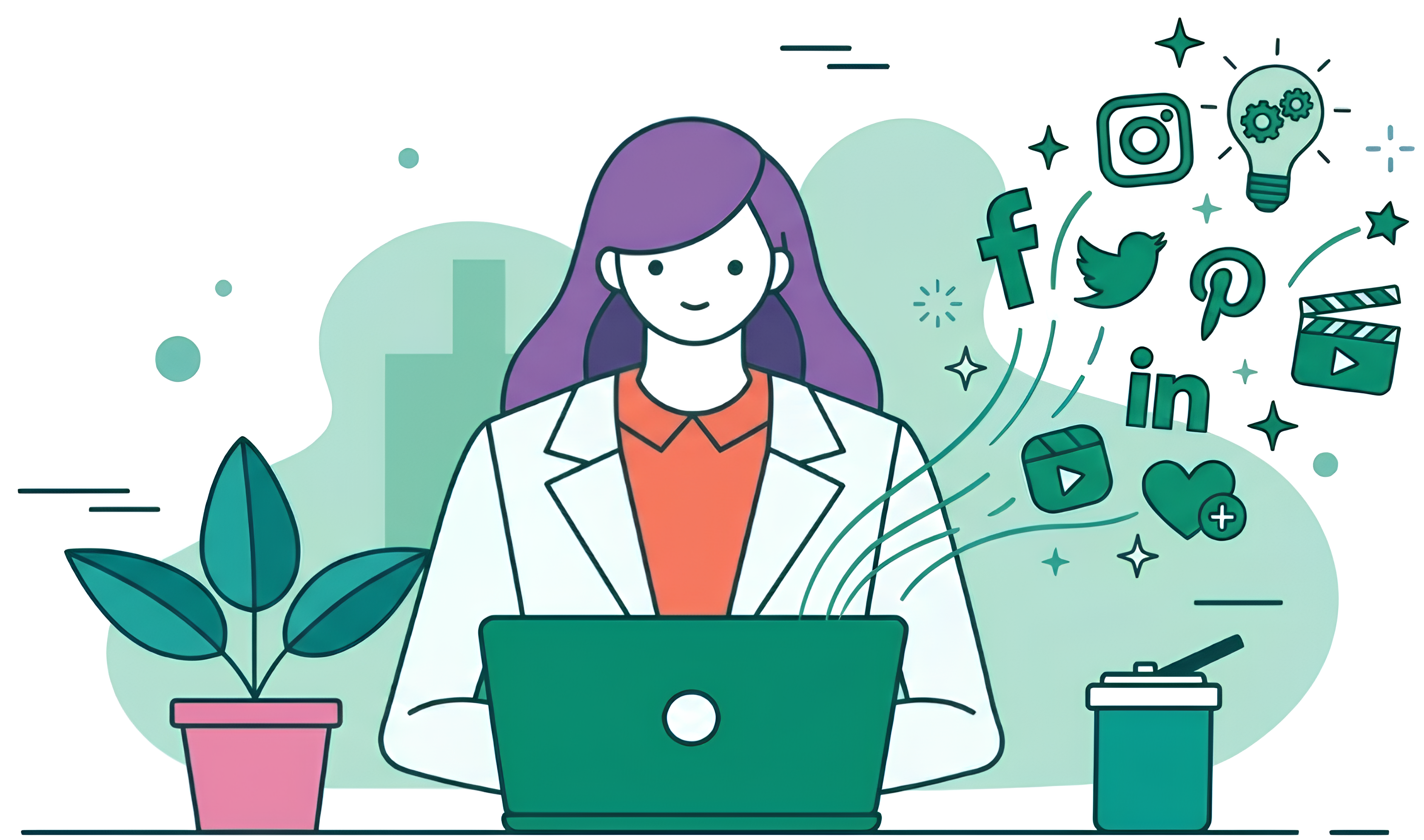 Profissional criando conteúdo para redes sociais